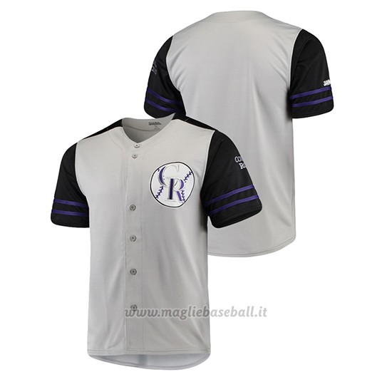 Maglia Baseball Uomo Colorado Rockies Button-down Stitches Autentico Grigio